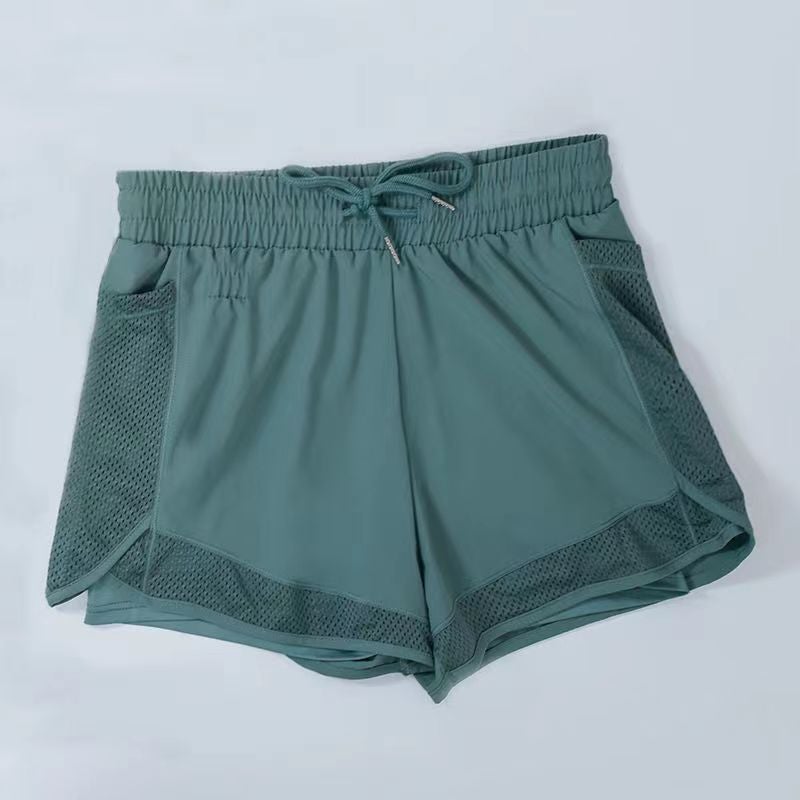 Spring And Women'S Fitness Running Quick-Drying Sports Suit Breathable Anti-Running Yoga Short Sleeve Shorts With Pocket - Image 1